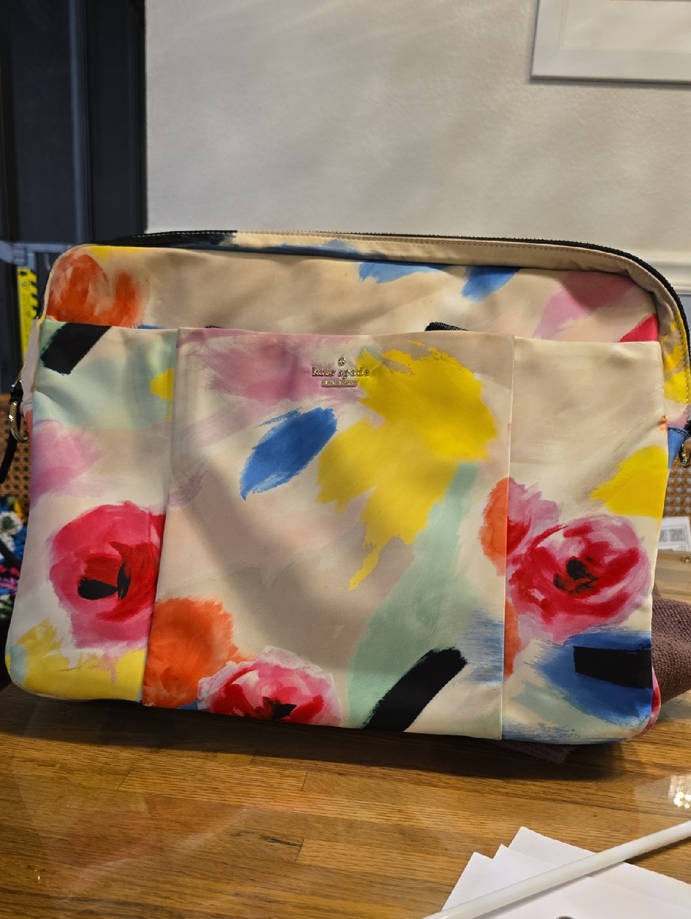kate spade multi-color watercolor floral tech pouch/computer case